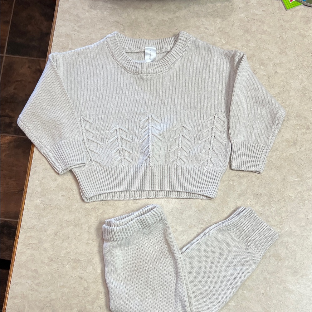 Children's Knit Two-Piece Matching Set in Light Cream
